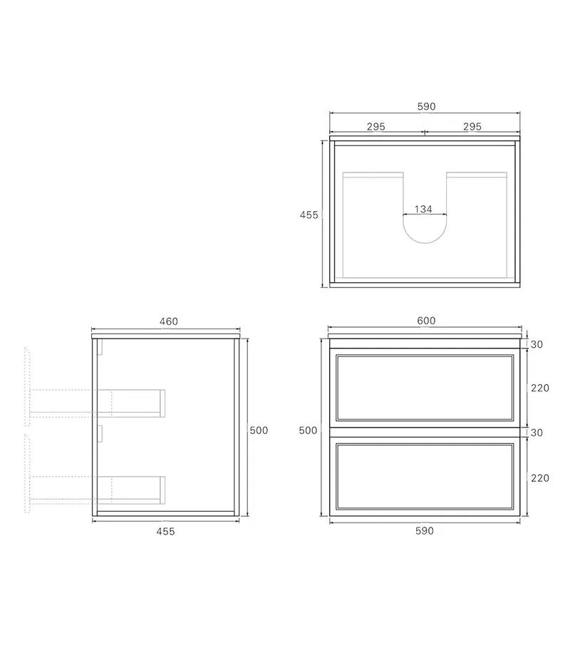 Hamilton 600mm Wall Hung Vanity Specificatiion