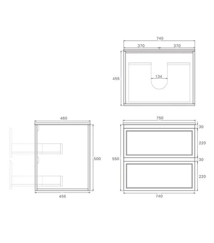Hamilton 750mm Wall Hung Vanity Specification