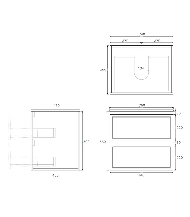 Hamilton 750mm Wall Hung Vanity Specification