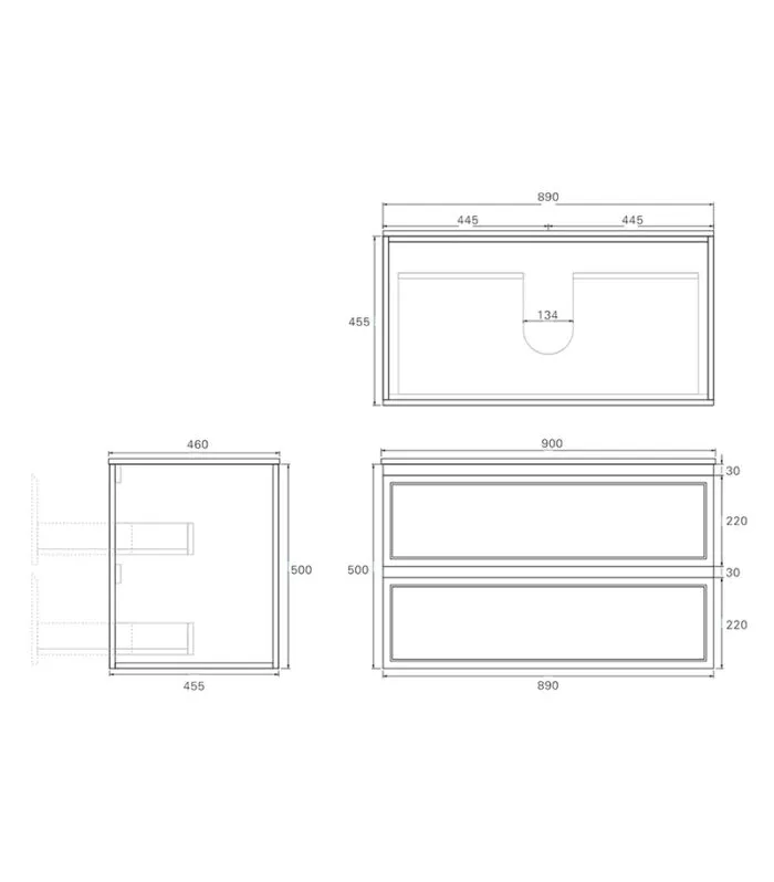 Hamilton 900mm Wall Hung Vanity Specification