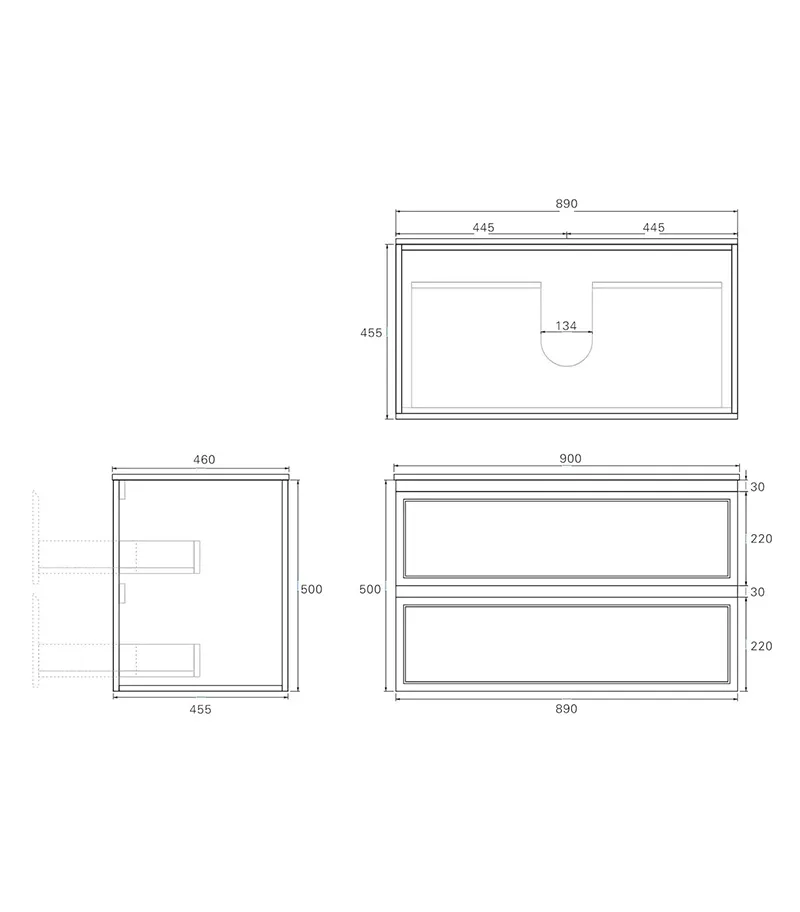 Hamilton 900mm Wall Hung Vanity Specification