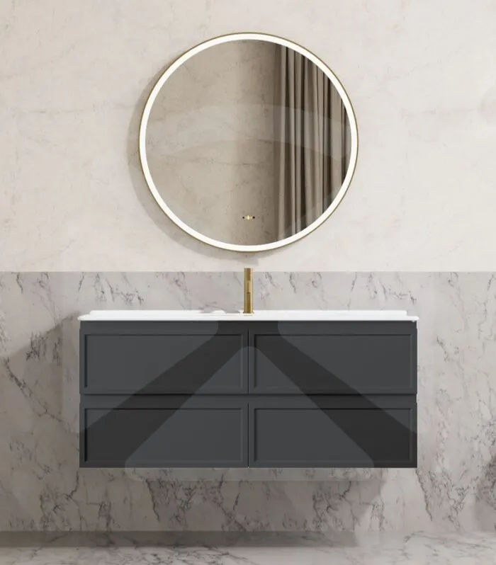 Hamilton Shaker 1200mm Single Bowl Wall Hung Vanity - Matt Black with Ceramic Top