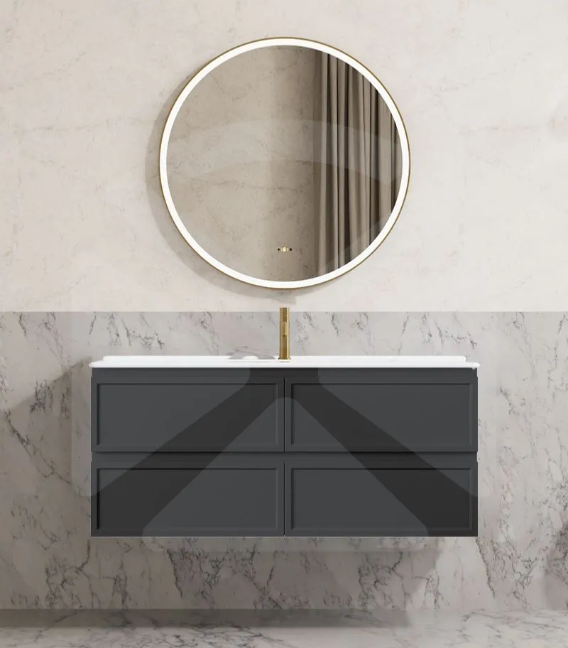 Hamilton Shaker 1200mm Single Bowl Wall Hung Vanity - Matt Black with Ceramic Top
