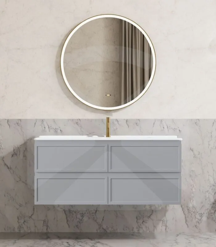 Hamilton Shaker 1200mm Single Bowl Wall Hung Vanity - Matt Grey with Ceramic Top