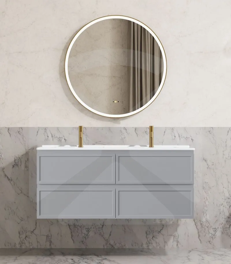 Hamilton Shaker 1200mm Double Bowl Wall Hung Vanity - Matt Grey with Ceramic Top