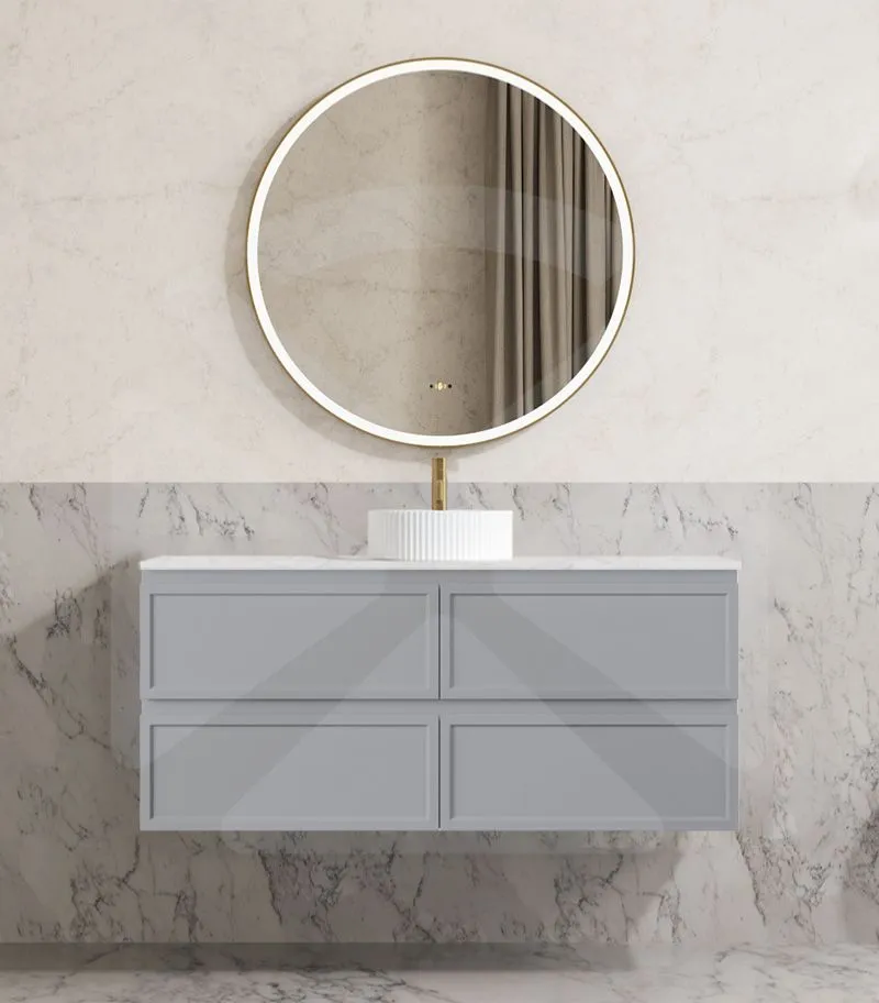 Hamilton Shaker 1200mm Single Bowl Wall Hung Vanity - Matt Grey with Marble Stone Top