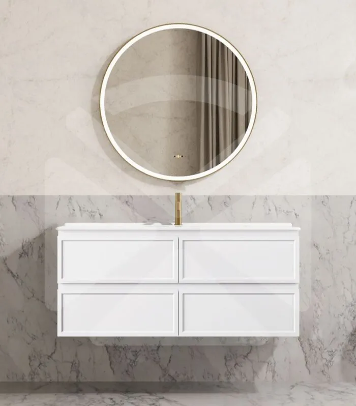 Hamilton 1200mm Single Bowl Wall Hung Vanity - Matt White with Ceramic Top