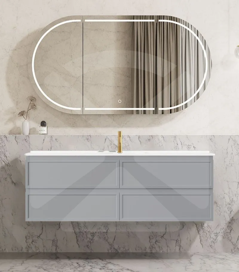 Hamilton Shaker 1500mm Single Bowl Wall Hung Vanity - Matt Grey with Ceramic Top