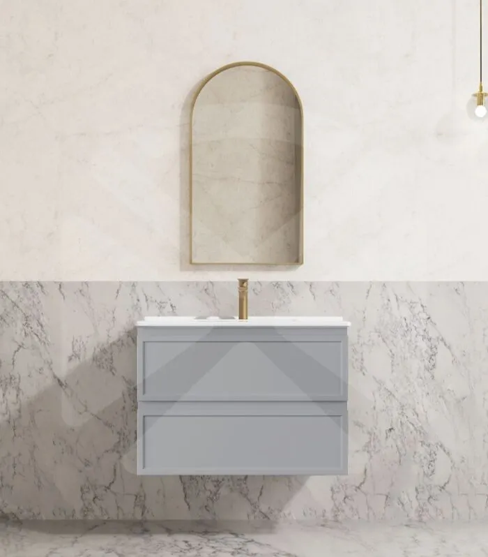 Hamilton Shaker 750mm Wall Hung Vanity - Matt Grey with Ceramic Top