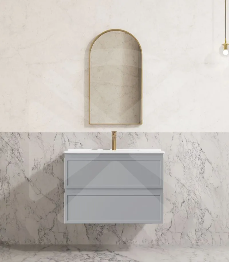 Hamilton Shaker 750mm Wall Hung Vanity - Matt Grey with Ceramic Top