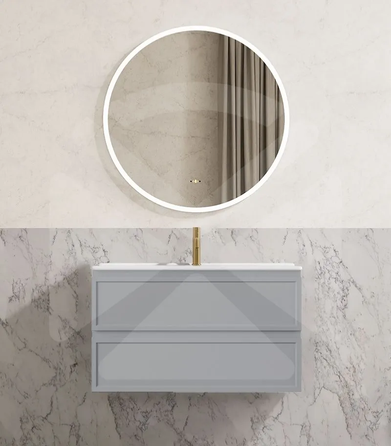 Hamilton Shaker 900mm Wall Hung Vanity - Matt Grey with Ceramic Top