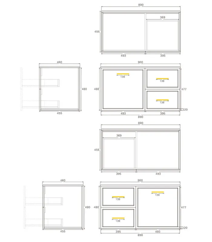 Kingsley 900mm Wall Hung Vanity Specification