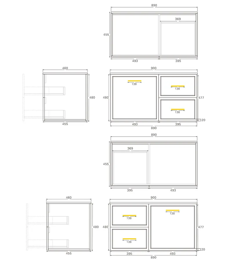 Kingsley 900mm Wall Hung Vanity Specification