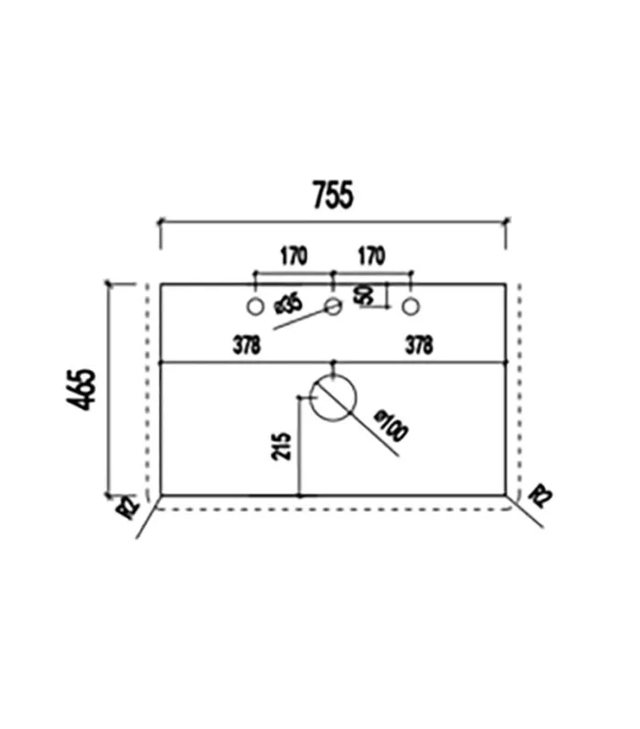Lukka 750mm Quartz Stone Vanity Top – Above Counter Specification