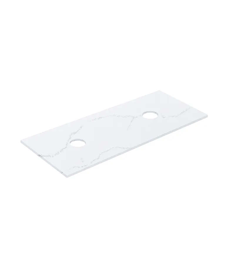 Lukka 1200mm Double Bowl Quartz Stone Vanity Top – Above Counter | Calacatta White