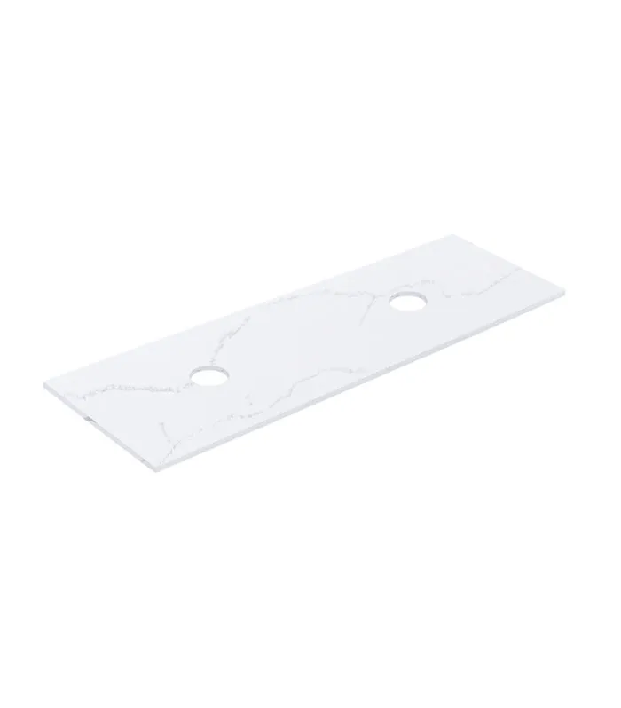 Lukka 1500mm Double Bowl Quartz Stone Vanity Top – Above Counter | Calacatta White