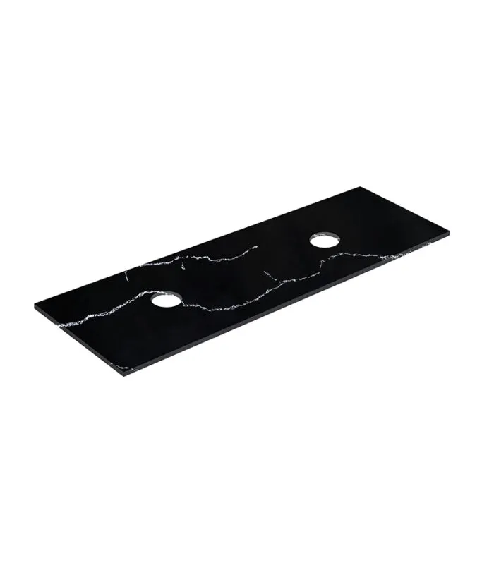 Lukka 1500mm Double Bowl Quartz Stone Vanity Top – Above Counter | Calacatta Night