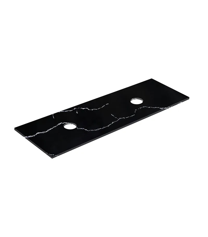 Lukka 1500mm Double Bowl Quartz Stone Vanity Top – Above Counter | Calacatta Night