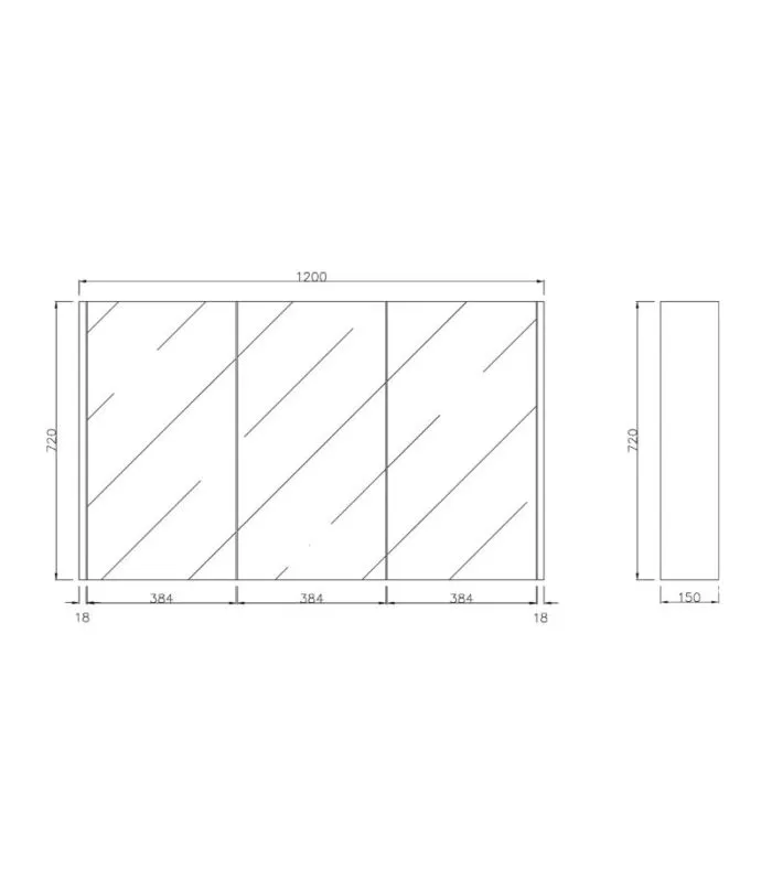 Camden 1200mm Shaving Cabinet - Specification