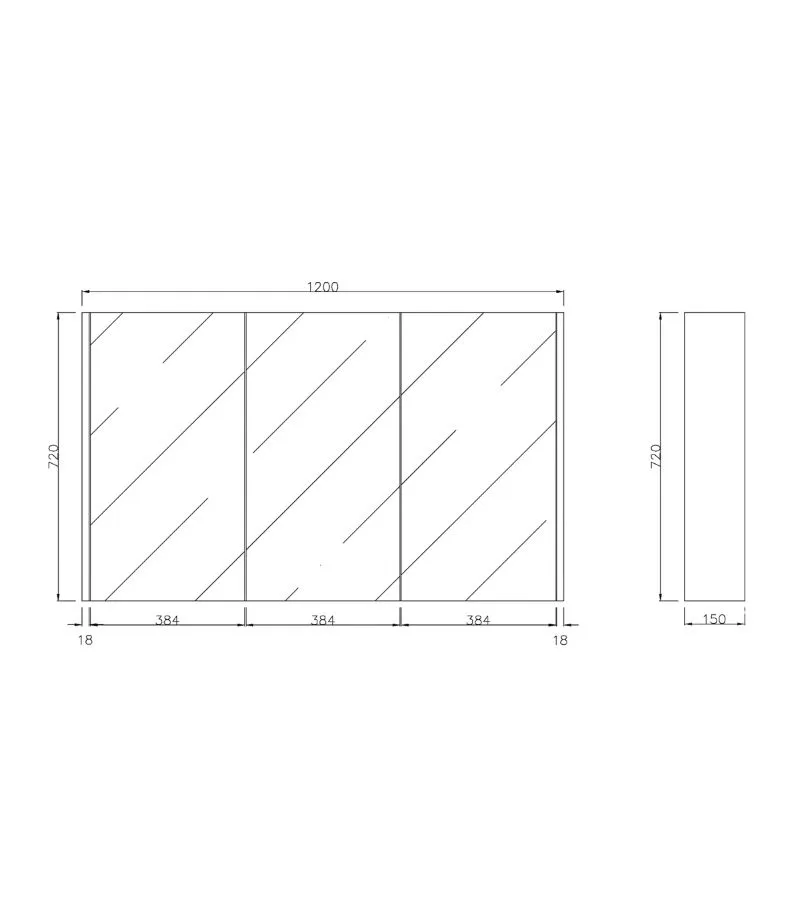 Camden 1200mm Shaving Cabinet - Specification