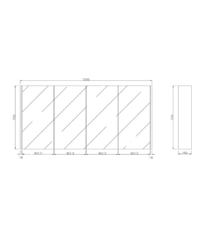 Camden 1500mm Shaving Cabinet - Specification