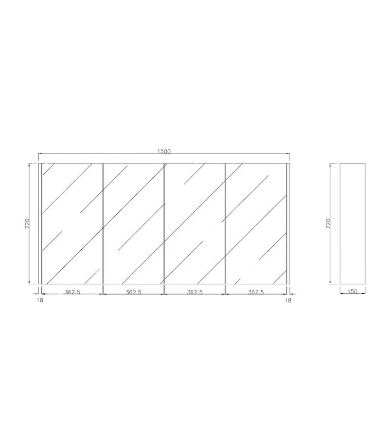 Camden 1500mm Shaving Cabinet - Specification