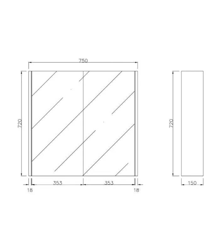 Camden 750mm Shaving Cabinet - Specification