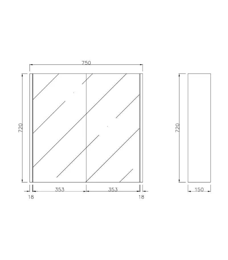 Camden 750mm Shaving Cabinet - Specification