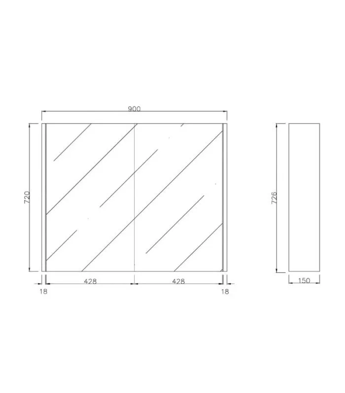 Camden 900mm Shaving Cabinet - Specification
