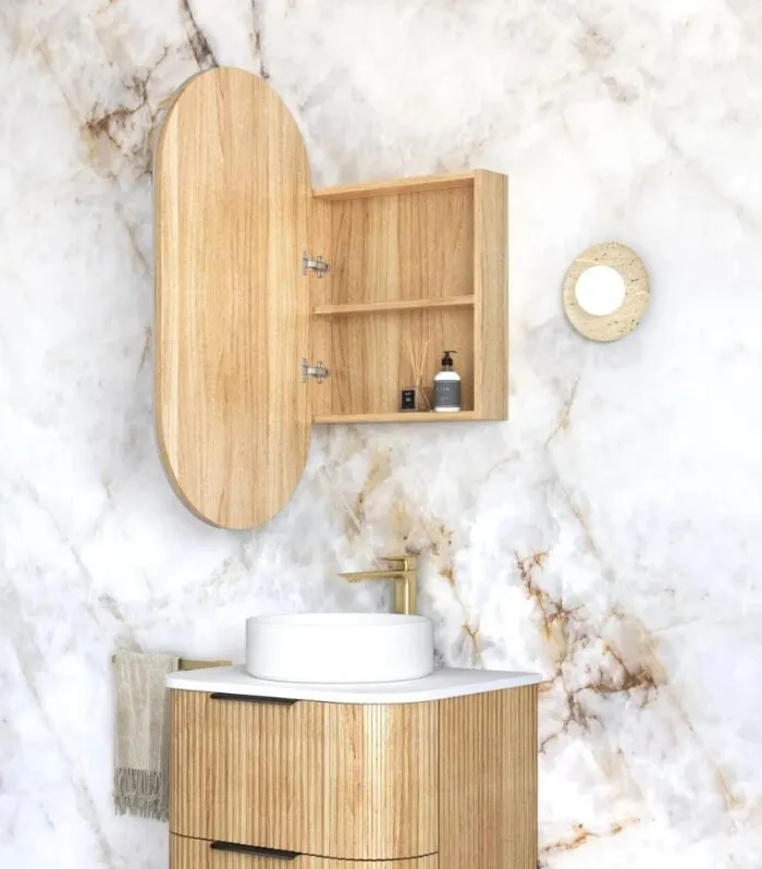 Noosa 450x900mm Shaving Cabinet - Woodland Oak Interior