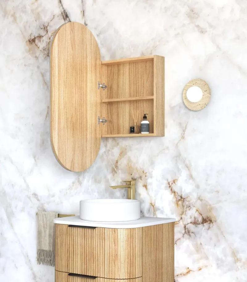Noosa 450x900mm Shaving Cabinet - Woodland Oak Interior