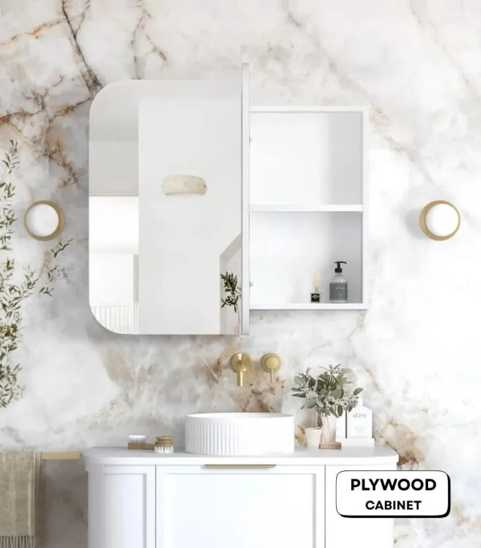 Newport 900x750mm Shaving Cabinet - Matte White | Door Opened