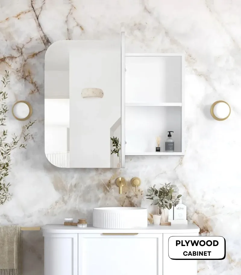 Newport 900x750mm Shaving Cabinet - Matte White | Door Opened