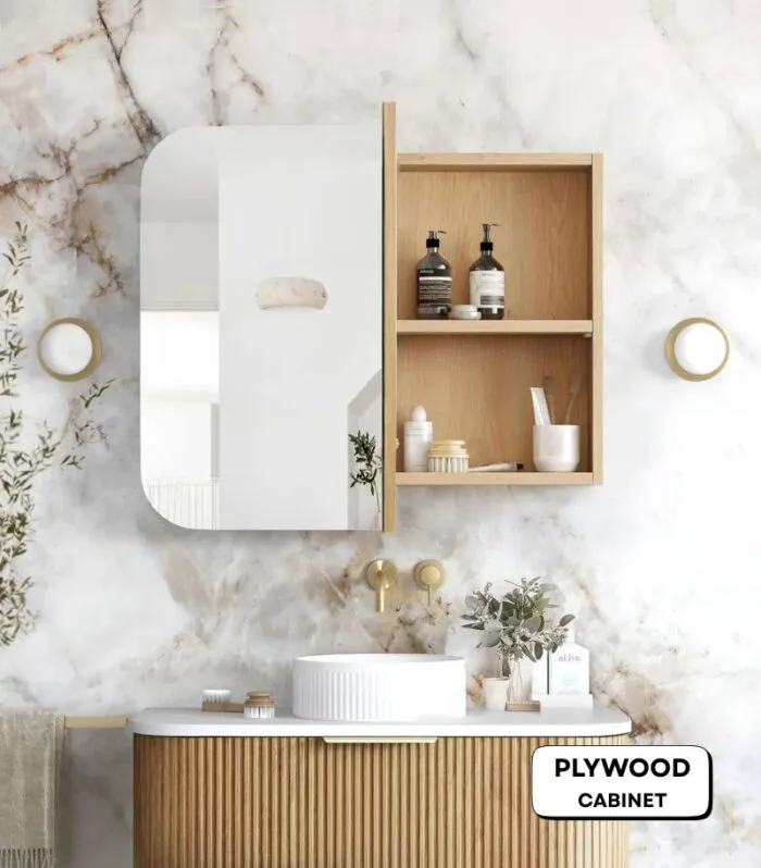 Newport 900x750mm Shaving Cabinet - Woodland Oak | Door Opened
