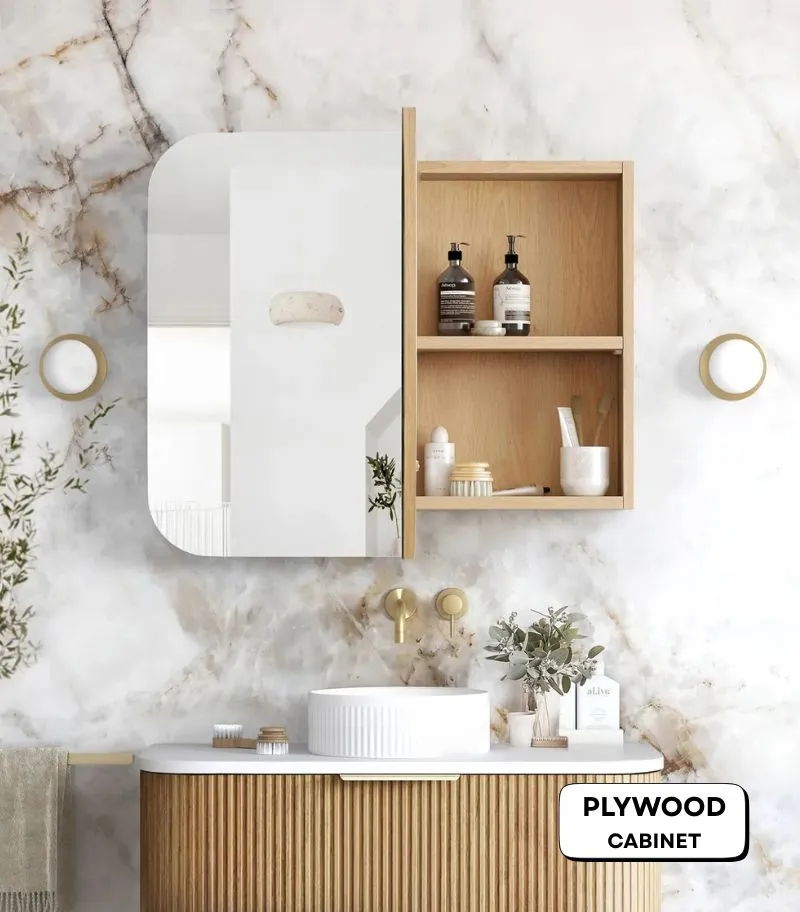 Newport 900x750mm Shaving Cabinet - Woodland Oak | Door Opened