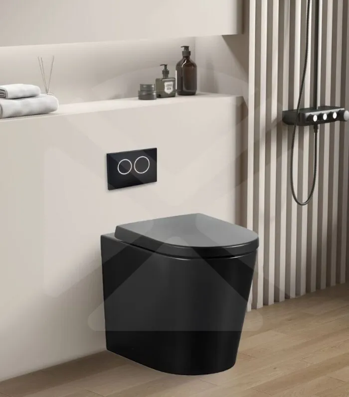 Avery Box Rim Floorstanding Toilet Pan – Gloss Black
