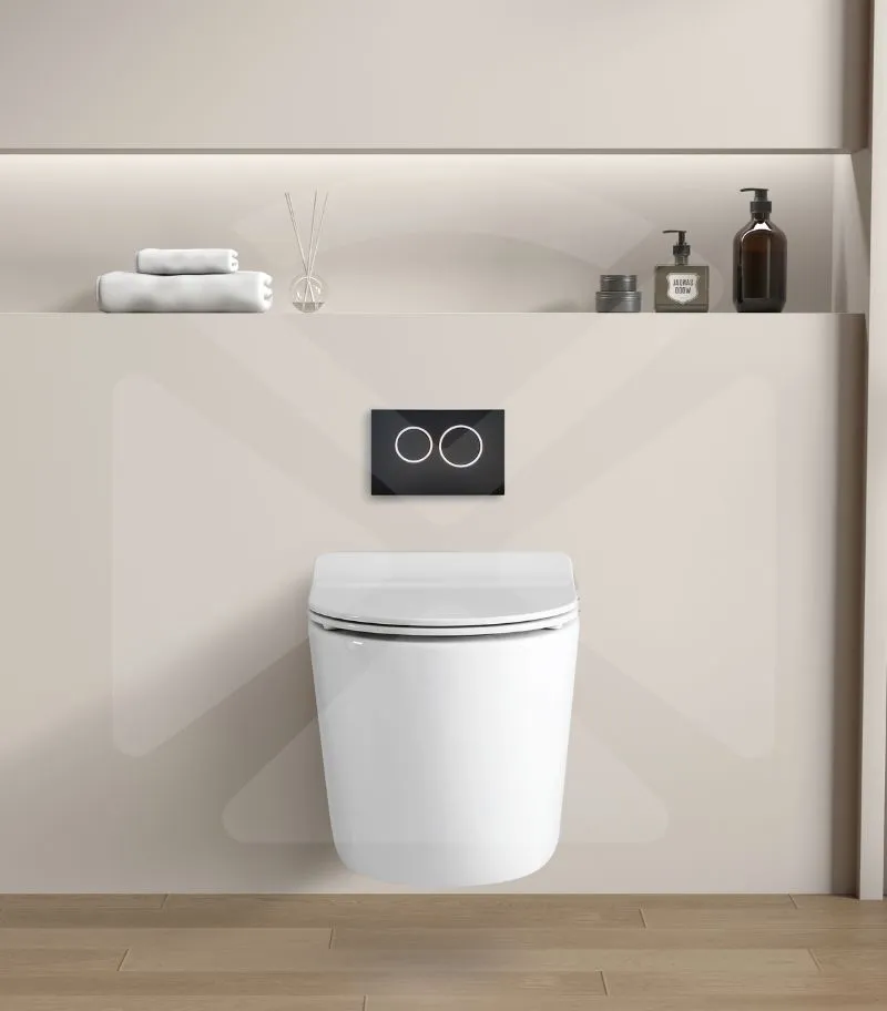 Veda Rimless Wall Hung Toilet Pan - White - Frontview