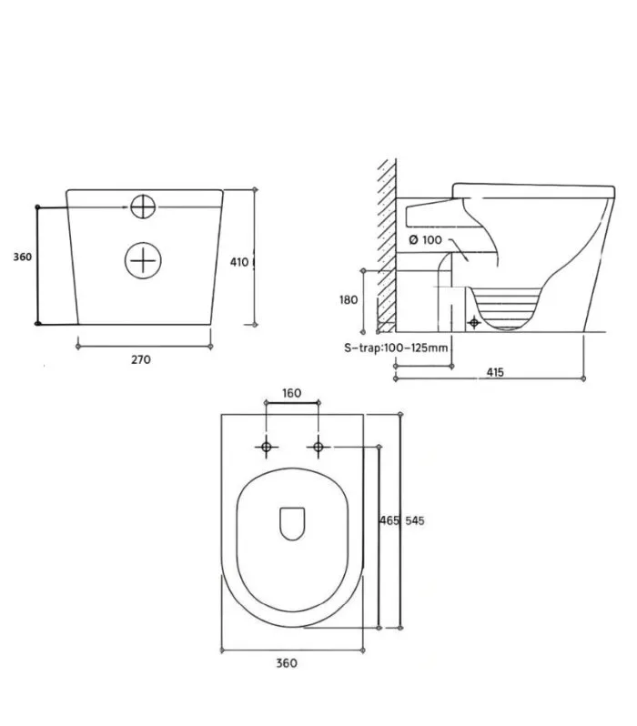 Acadia Tornado Rimless Floorstanding Toilet Pan - Specification