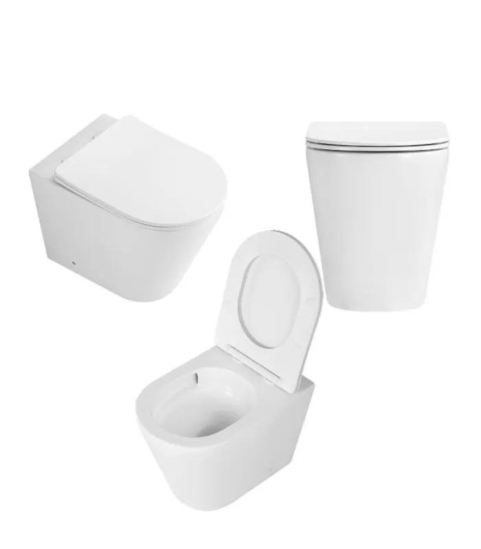 Acadia Tornado Rimless Floorstanding Toilet Pan - White - Multiviews