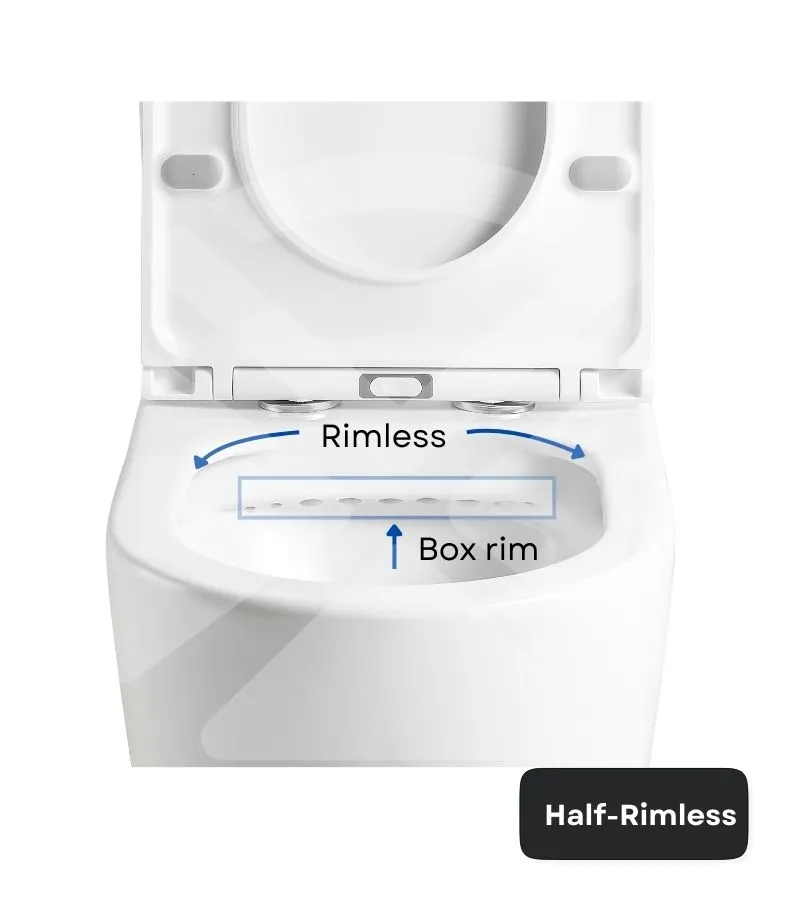 Agena Half-Rimless Wall Faced Toilet Suite - Half Rimless Illustration