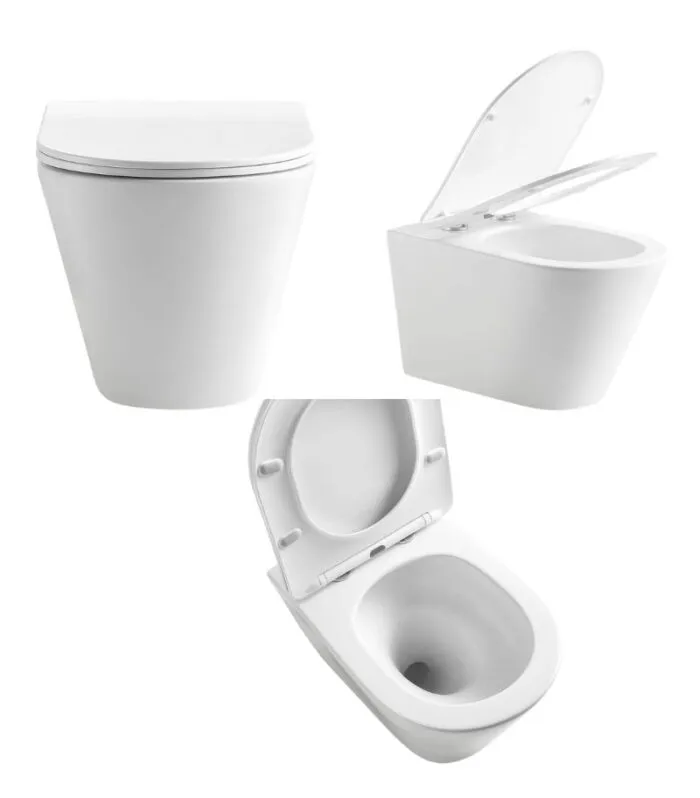 Agena Tornado Rimless Wall Hung Toilet Pan - White - Multiviews