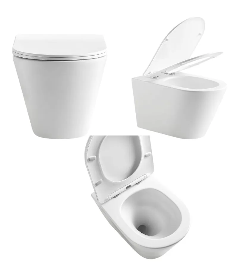 Agena Tornado Rimless Wall Hung Toilet Pan - White - Multiviews