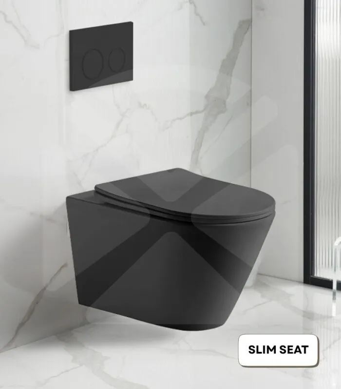 Agena Tornado Rimless Wall Hung Toilet Pan - Matte Black