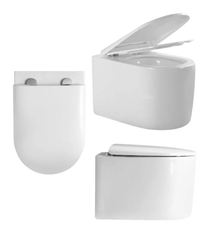 Devito Tornado Rimless Wall Hung Toilet Pan - White - Multiviews