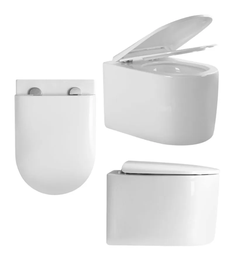 Devito Tornado Rimless Wall Hung Toilet Pan - White - Multiviews