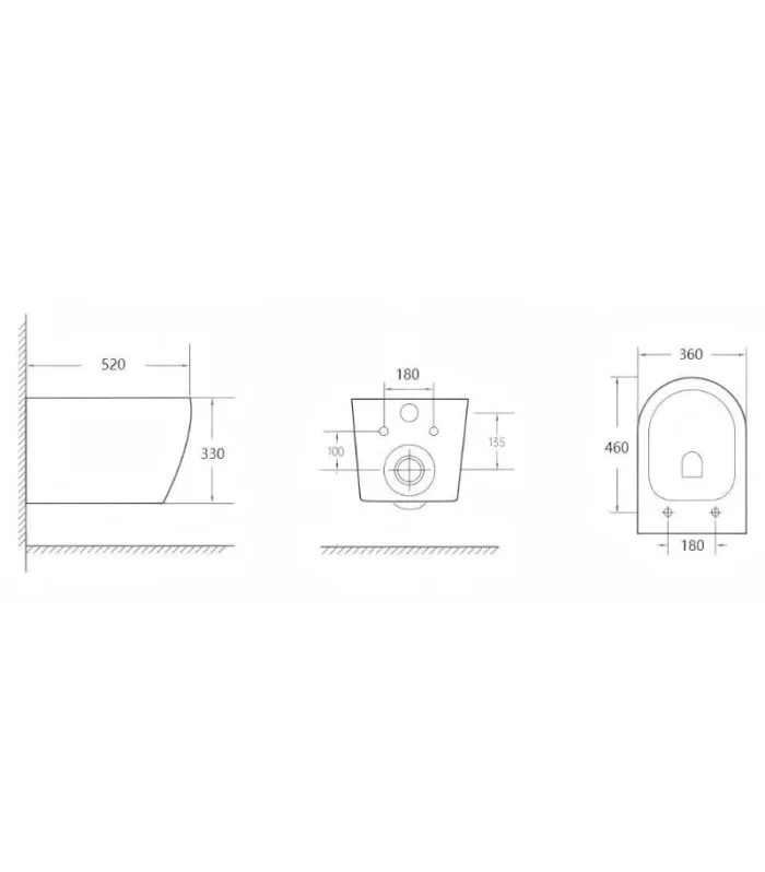 Devito Tornado Rimless Wall Hung Toilet Pan - Specification
