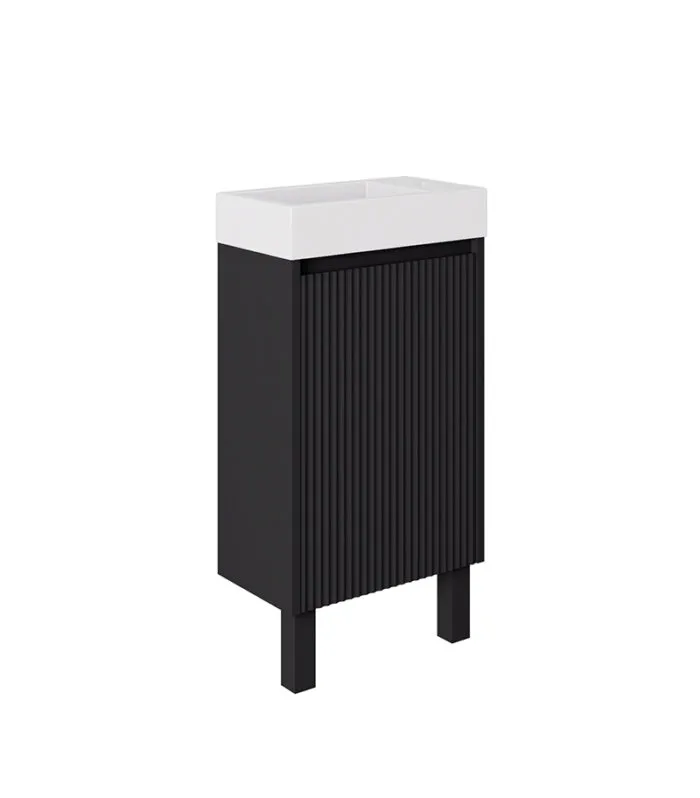 Crete Ensuite Floorstanding Vanity - Matt Black Legs Side View