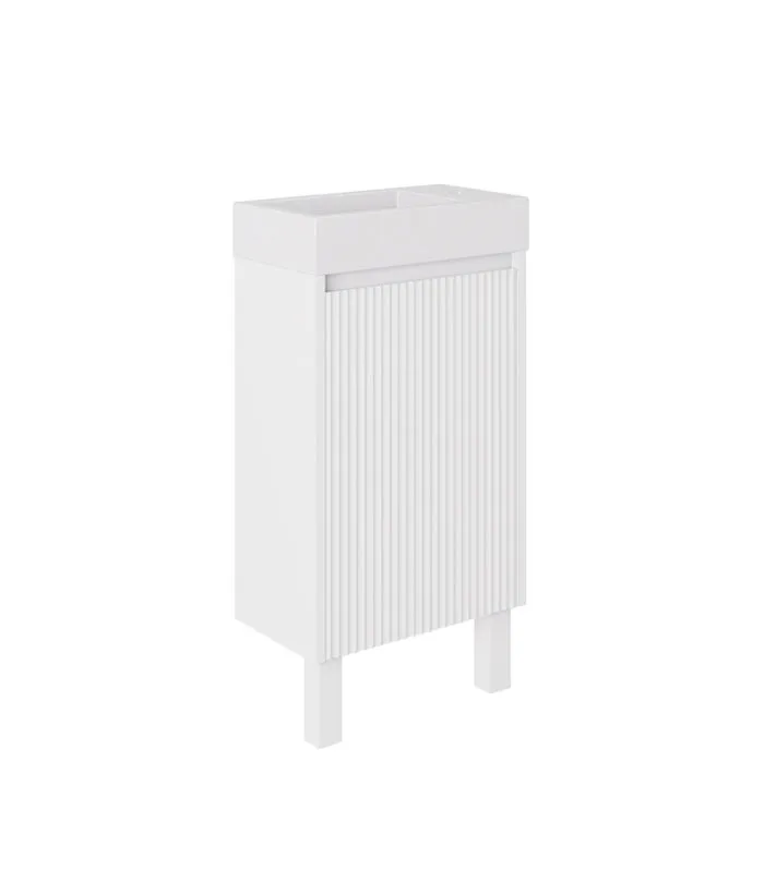 Crete Ensuite Floorstanding Vanity - Matt White Legs Side View