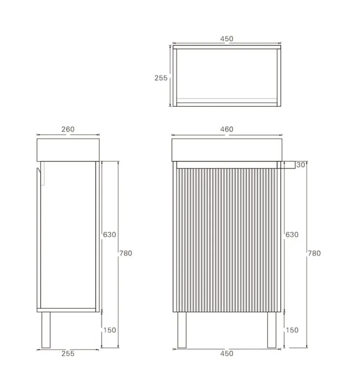 Crete Ensuite Floorstanding Vanity Legs Specification
