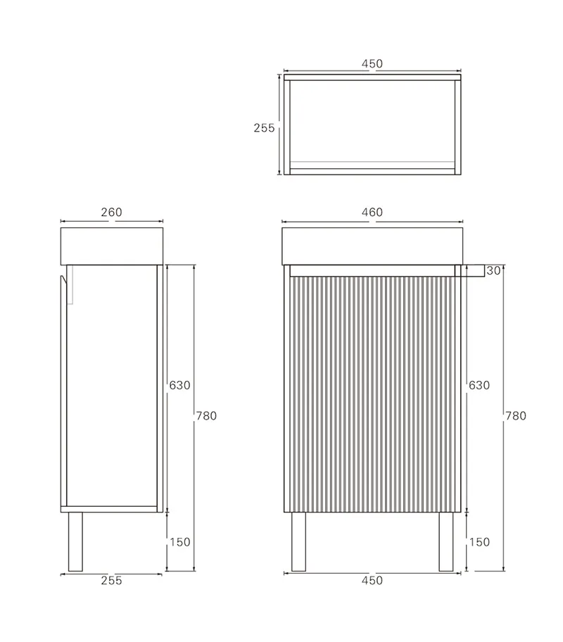Crete Ensuite Floorstanding Vanity Legs Specification
